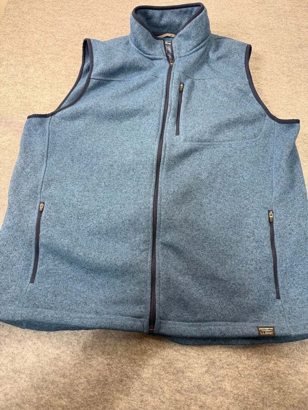L.L.Bean Slightly Fitted Fleece Vest Mens XXL Tall Blue Heather Sweater